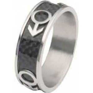 Pride Shack - Mars / Male Black Carbon Fiber Ring - Men's Gay Pride Steel Ring